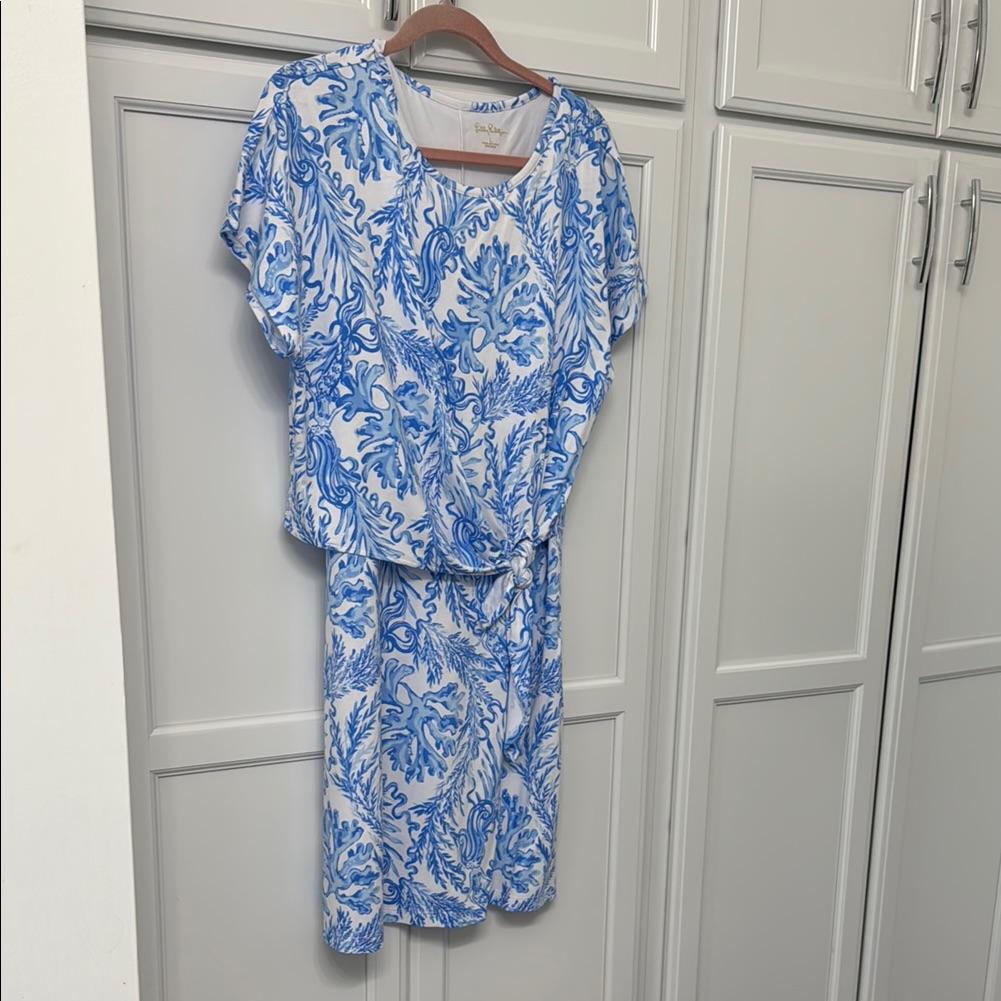 Lily Pulitzer Blue And White Floral Dress Set